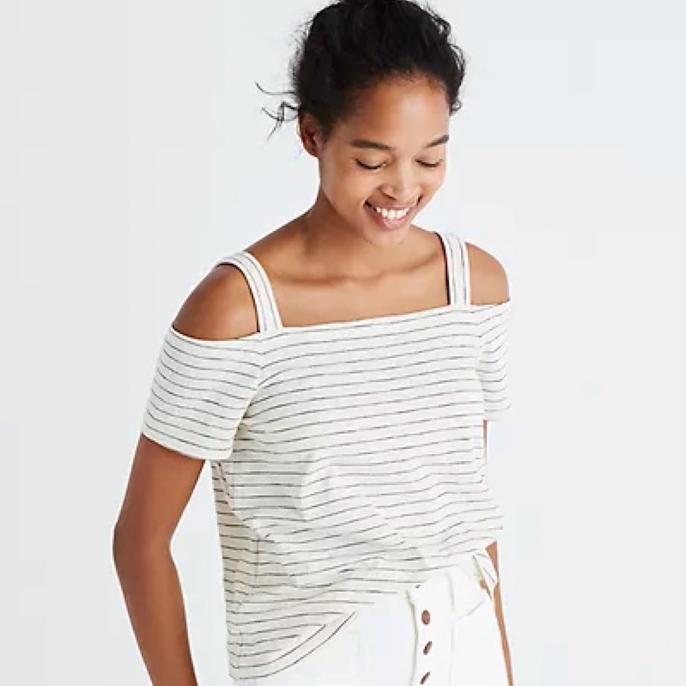 Madewell Cold-Shoulder Tee in Bellamy Stripe | XXS